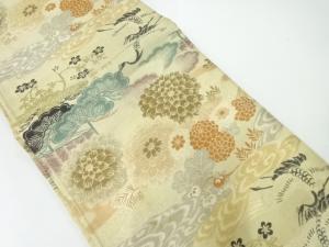 アンティーク　花鳥模様織出し丸帯（材料）